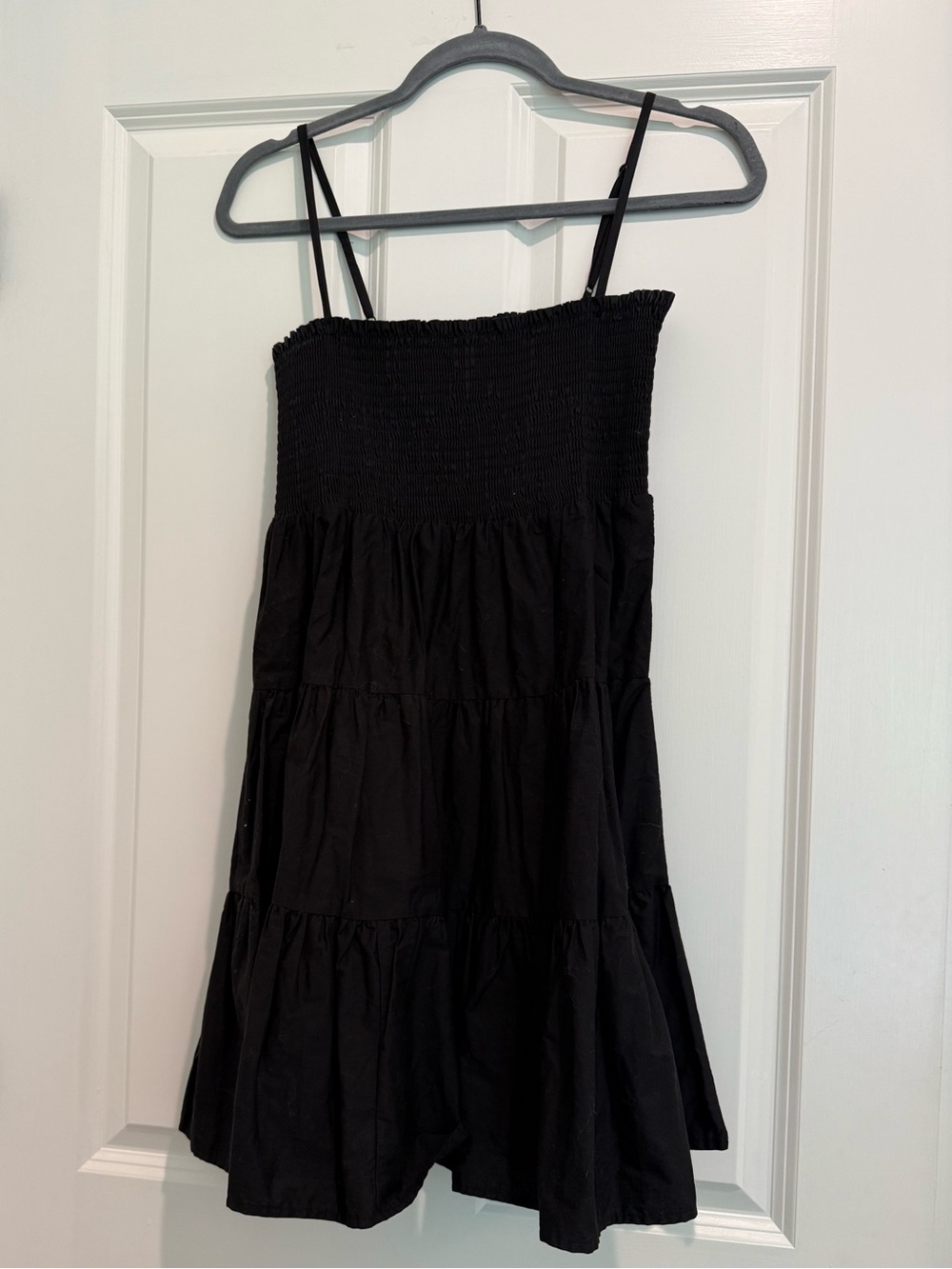 Steve Madden Black Sundress with Smocked Bodice and Tiered Ruffles